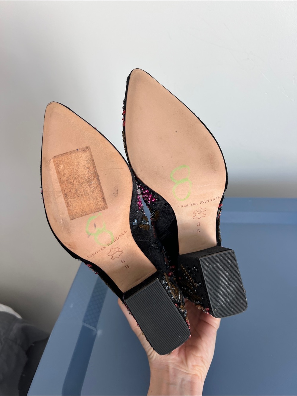 Loeffler Randall isla black velvet multicolored sequins heeled pointed toe boots - Picture 7 of 13